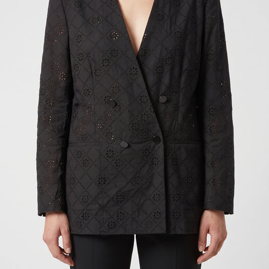 Elegant Eyelet Double Breasted Jacket