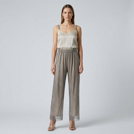 Shimmering Grey Mesh Trousers