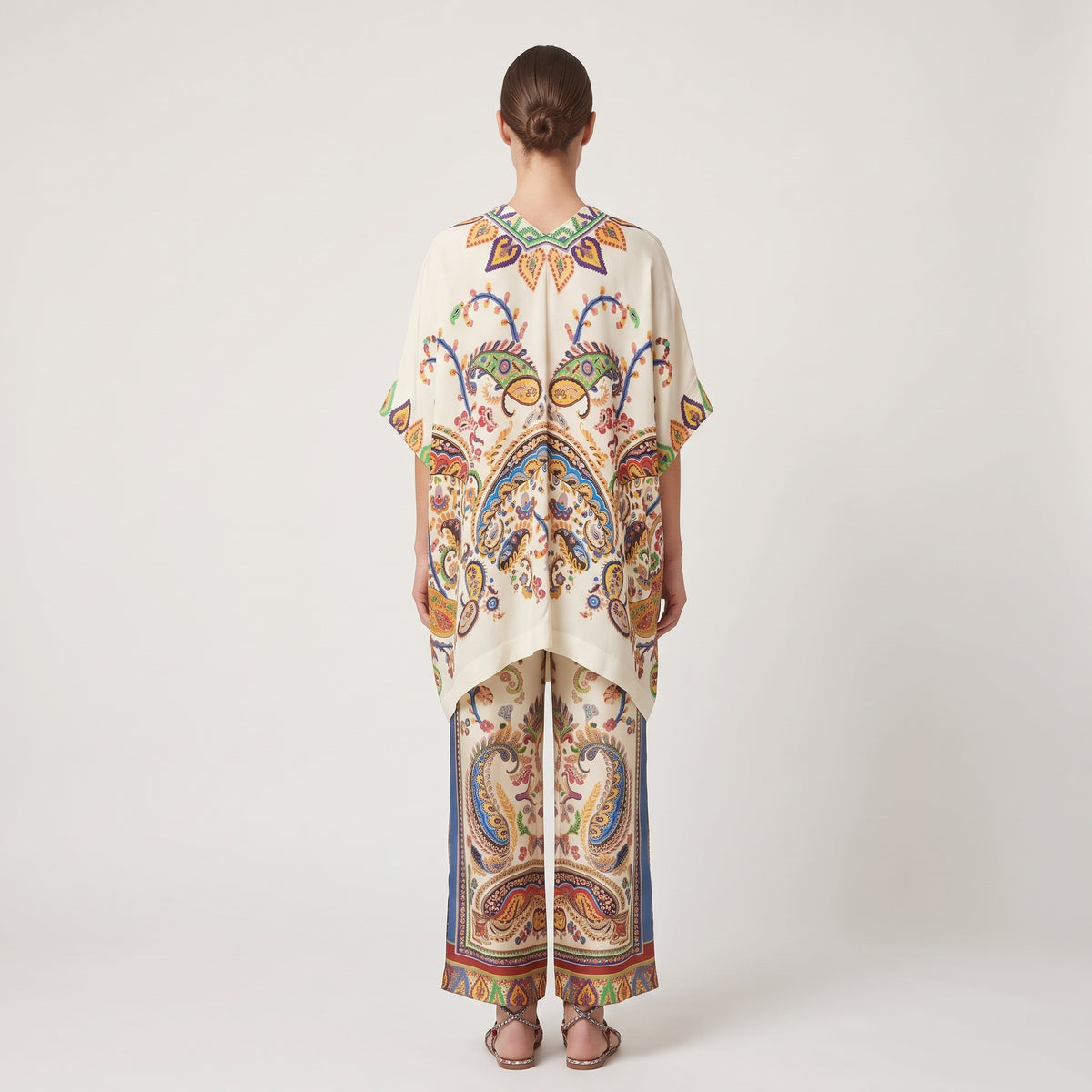 Paisley Print Open Front Kimono