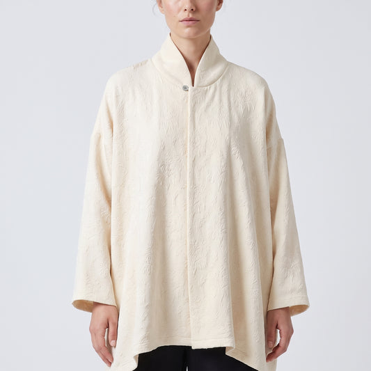 Textured High Collar Oversized Shirt