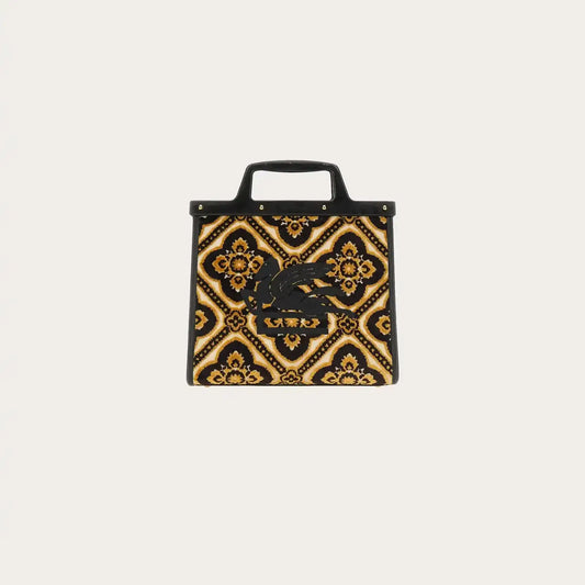 Embroidered Velvet Mini Tote Bag