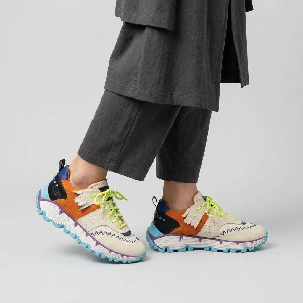 Chunky Multicolor Suede Sneakers