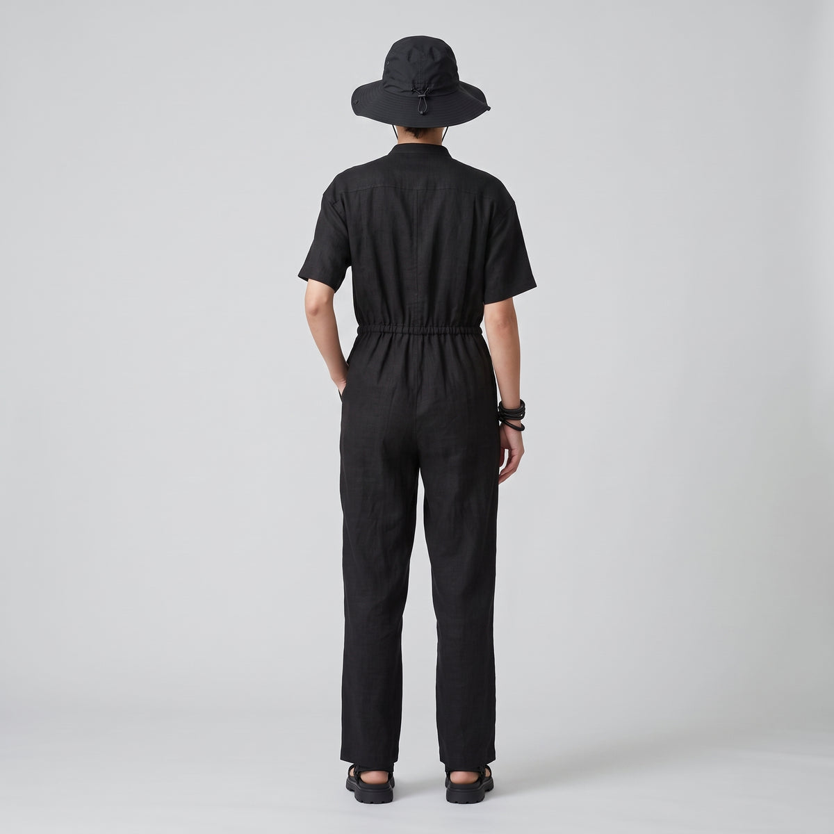 HYKE Black Short Sleeve Utility Jumpsuit - view 5