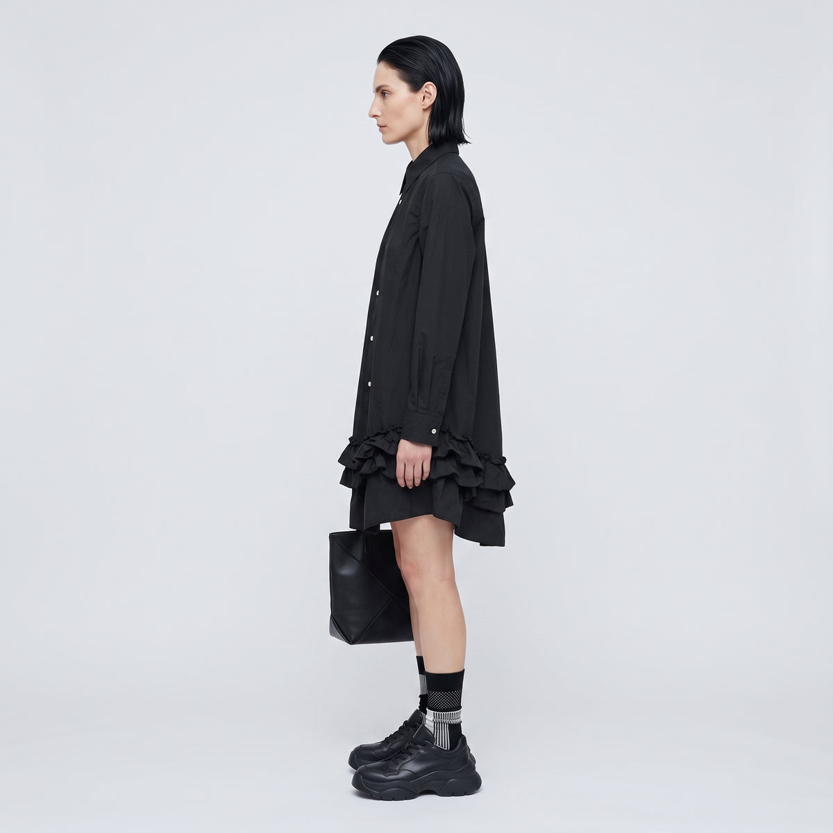 Ruffled Hem Cotton Shirt