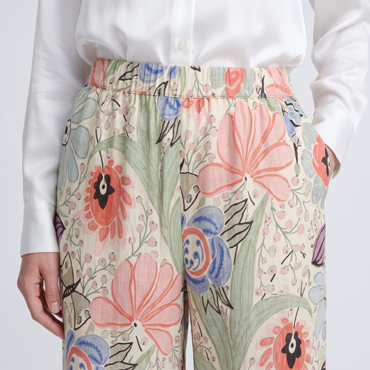 Floral Print Wide Leg Trousers