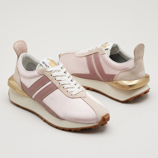 Pink Satin and Suede Sneakers