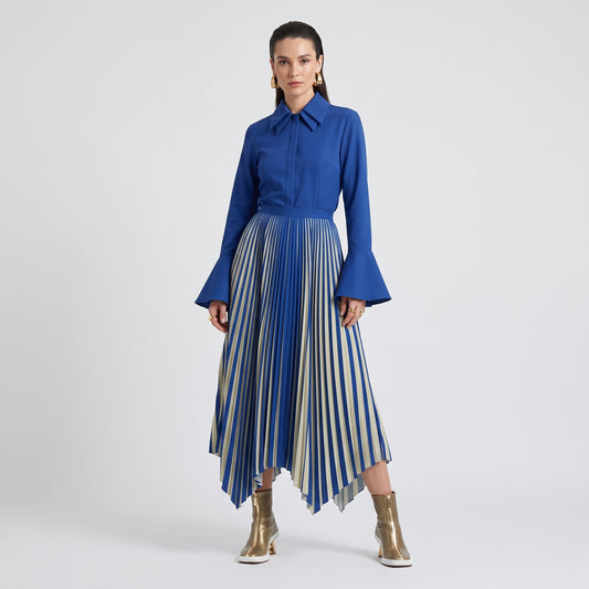 THEBE MAGUGU Pleated Cobalt Midi Skirt - view 2