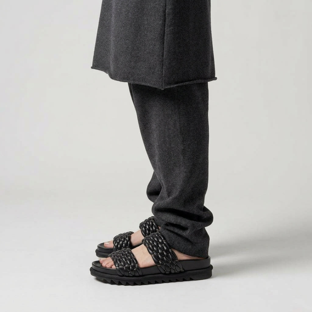Chunky Braided Leather Slides