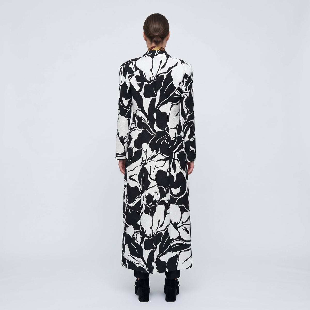 Floral Double-Breasted Long Coat