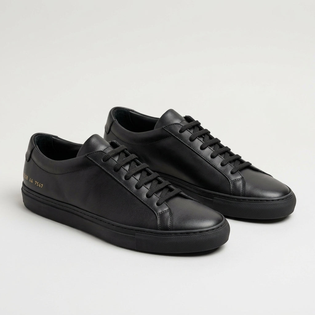 Minimalist Black Leather Sneakers