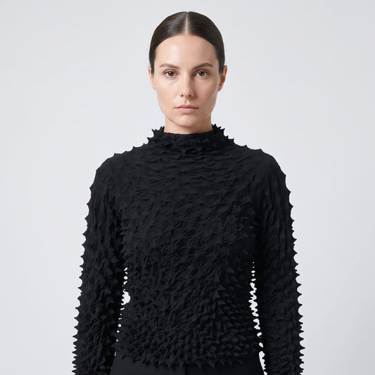 BUNZABURO Textured Shibori Mock Neck Blouse - view 2