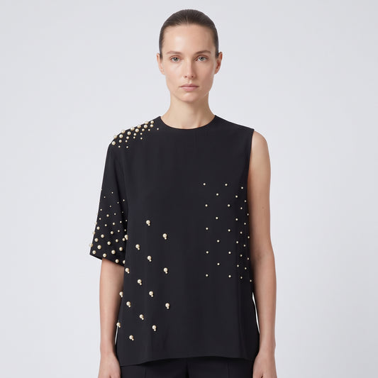 STELLA MCCARTNEY Asymmetric Pearl Embellished Top - view 2
