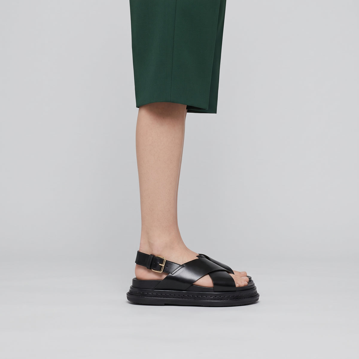 Chunky Leather Slingback Sandals