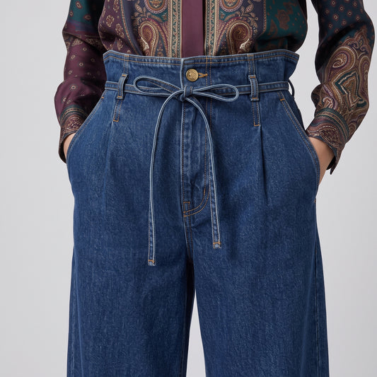 High-Waisted Wide-Leg Denim Jeans