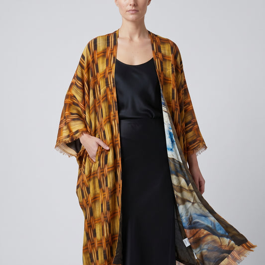 MAISON PASSAGE Orange Multi Knee Length Kimono - view 2