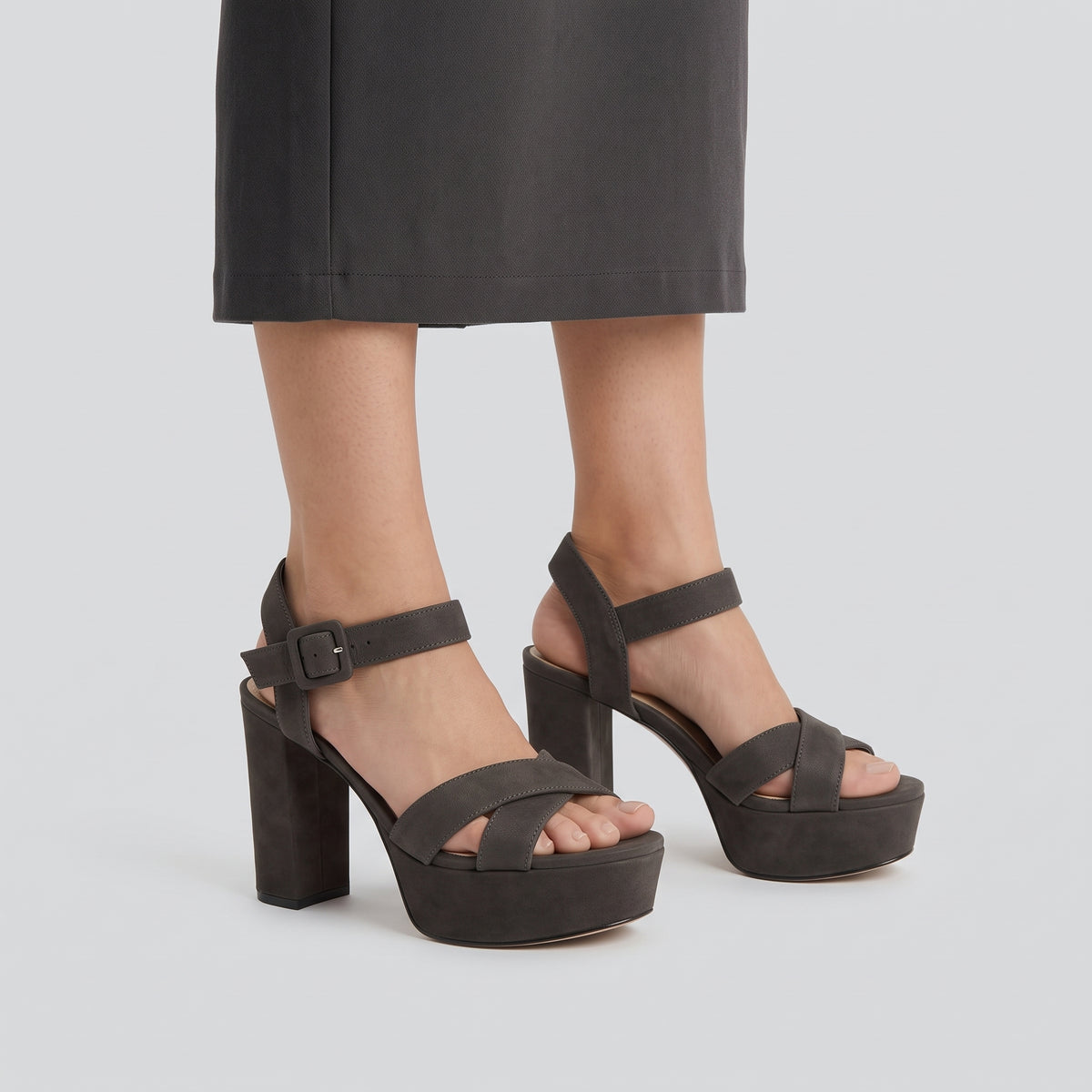 Black Nubuck Platform Sandals