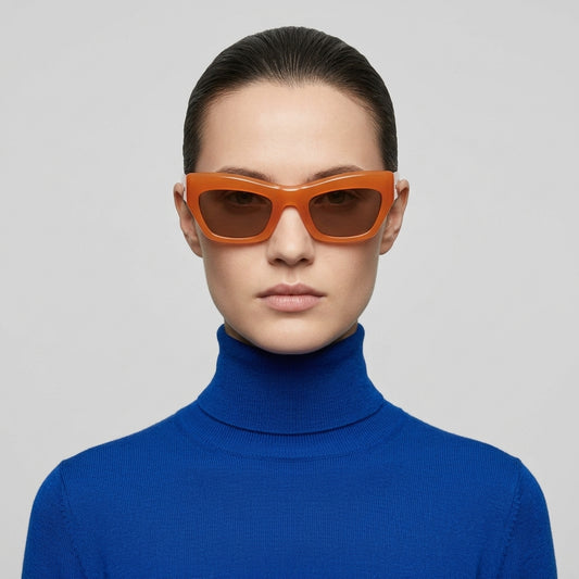 PORT Chunky Orange Rectangle Sunglasses - view 2