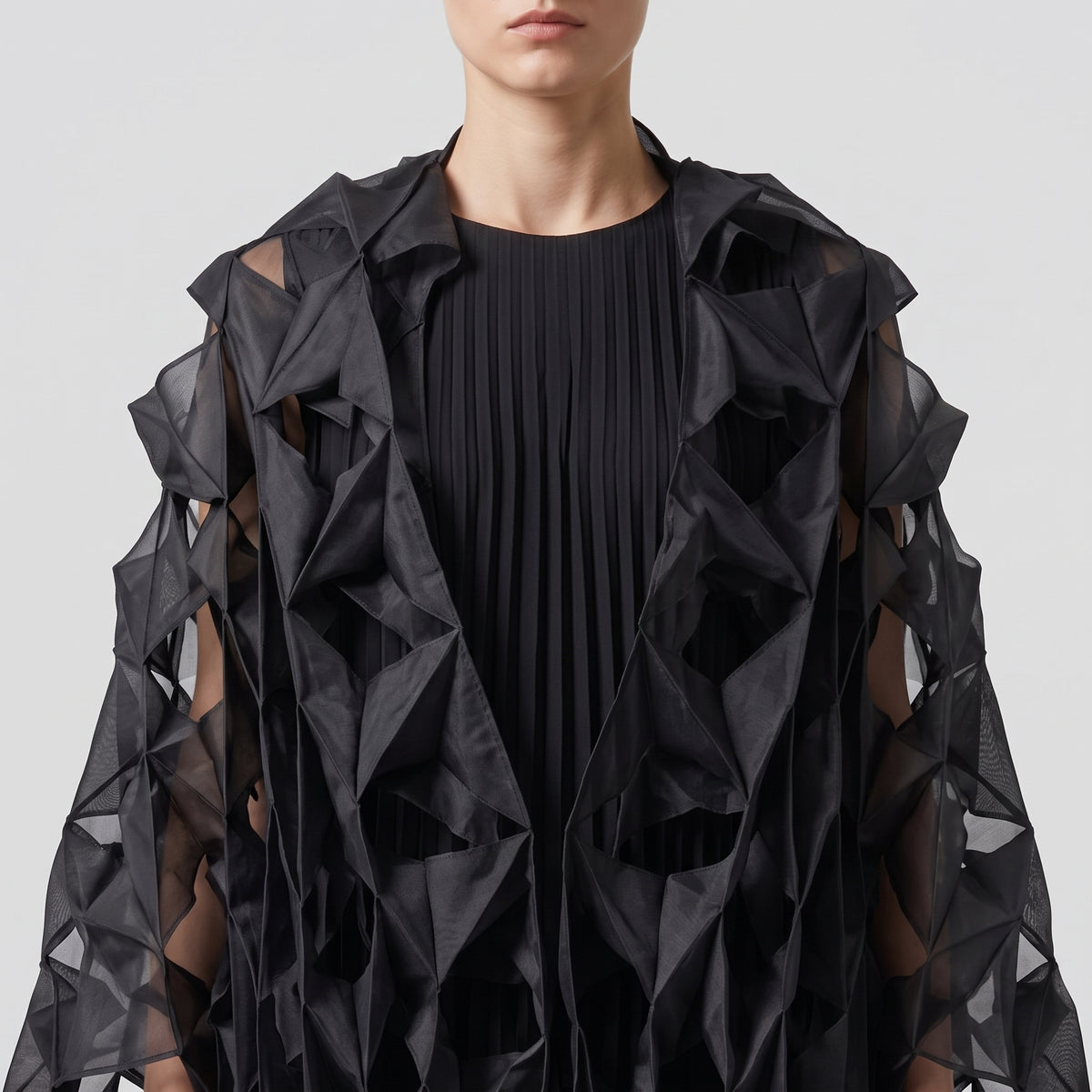 JUNYA WATANABE Architectural Geometric Black Overlay Jacket - view 5