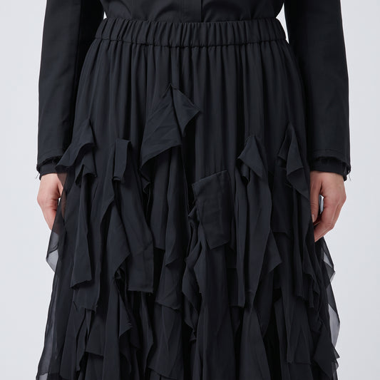 Tiered Ruffled Chiffon Midi Skirt