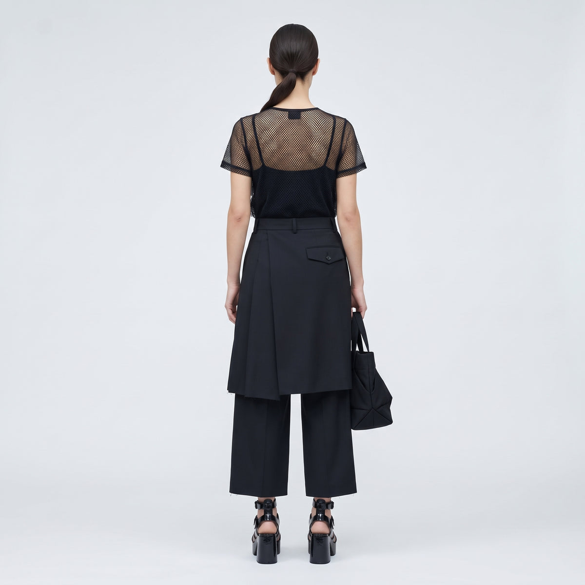 Asymmetric Skirt Overlay Trousers