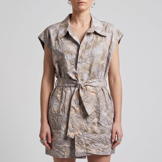 DRIES VAN NOTEN Crinkle Printed Belted Vest - view 2