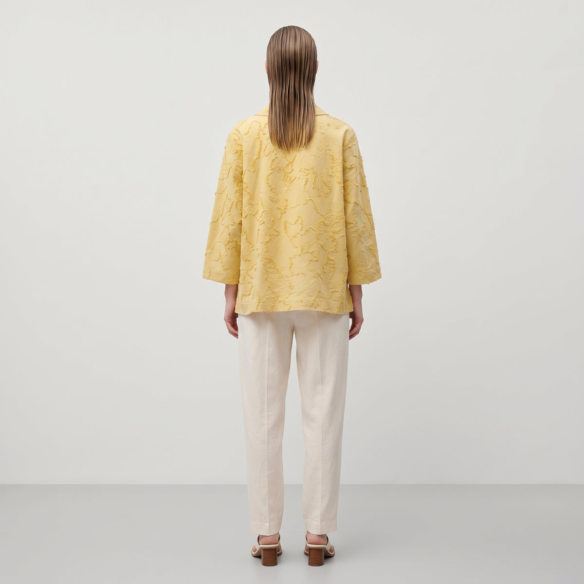 Textured Yellow Collared Blouse