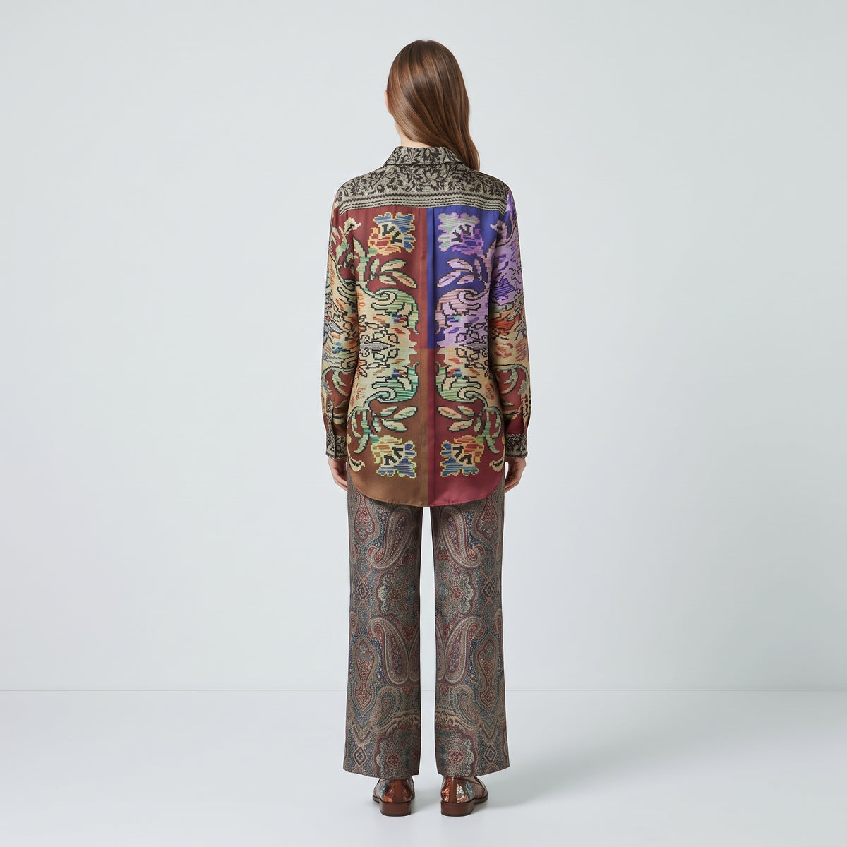 Multicolor Silk Long Sleeve Shirt