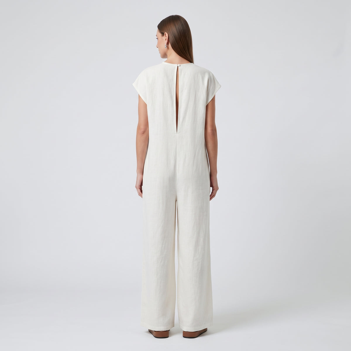 Minimalist White Linen Jumpsuit