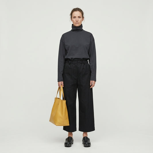 PLAN C Minimalist Charcoal Turtleneck Top - view 2