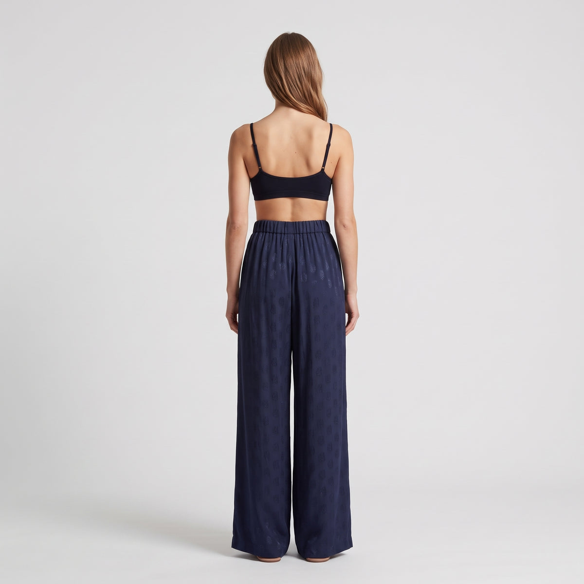 Relaxed Wide Leg Navy Trousers