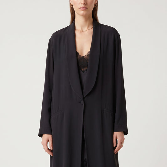 ALBERTA FERRETTI Elegant Longline Shawl Collar Jacket - view 2