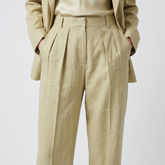 ALBERTA FERRETTI Pleated Wide Leg Linen Trousers - view 2