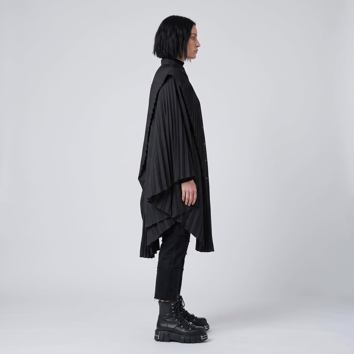 JUNYA WATANABE Pleated Cape Shirt Dress - view 4