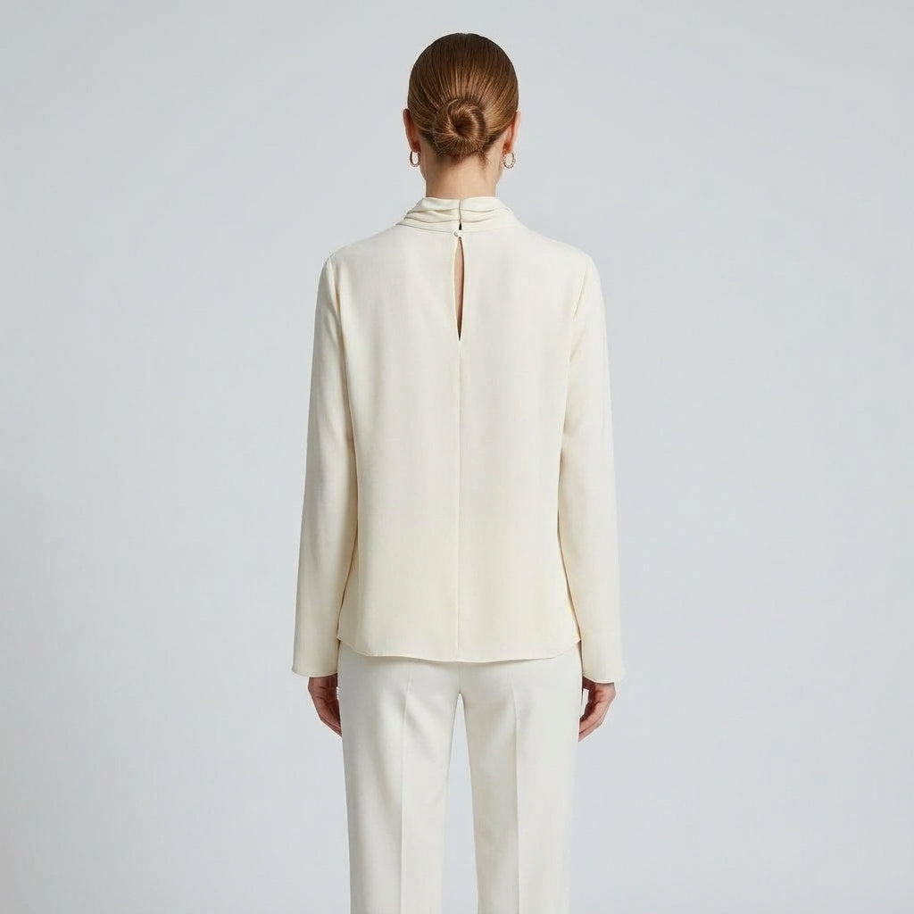 Elegant Draped Keyhole Blouse