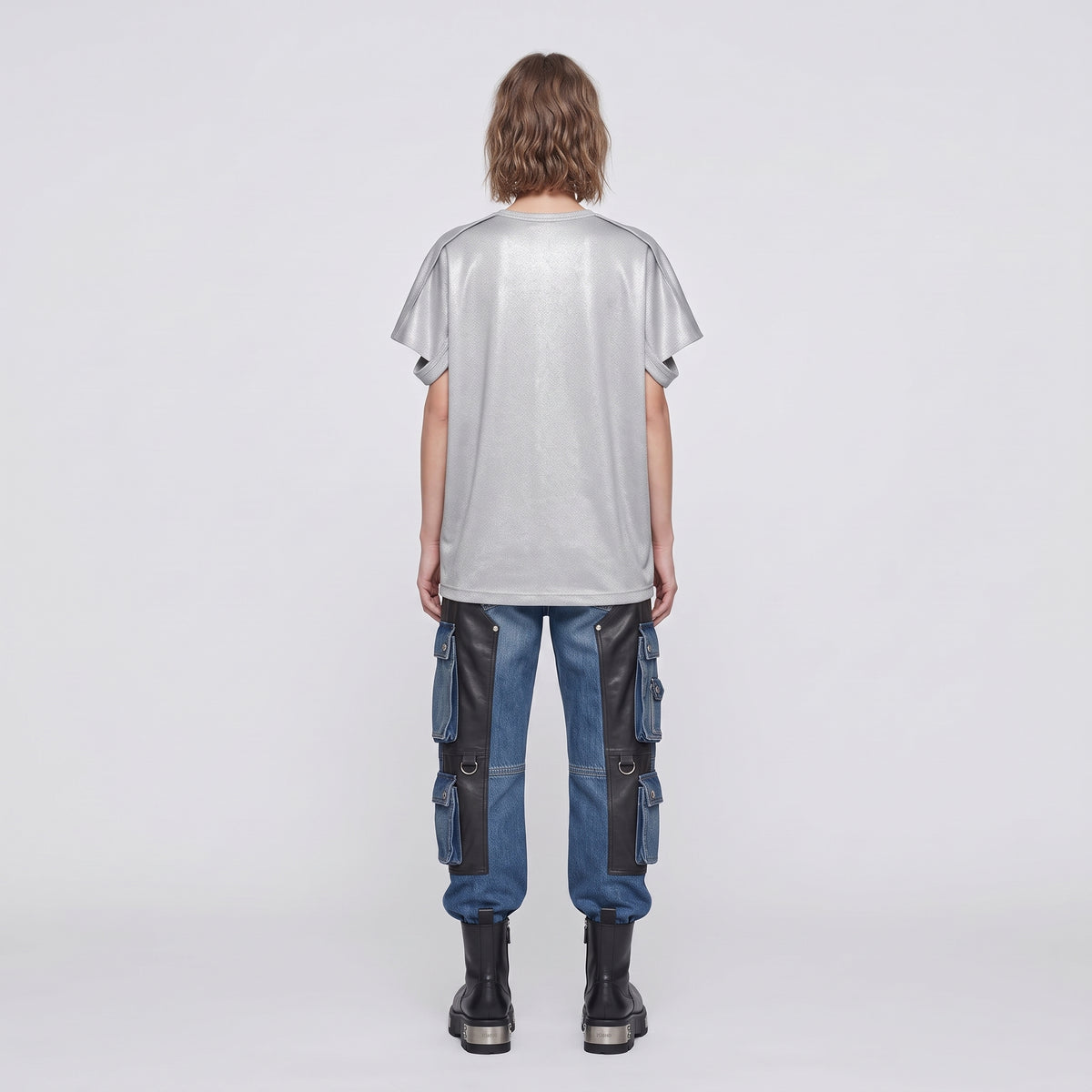 JUNYA WATANABE Silver Metallic Short Sleeve T-Shirt - view 5