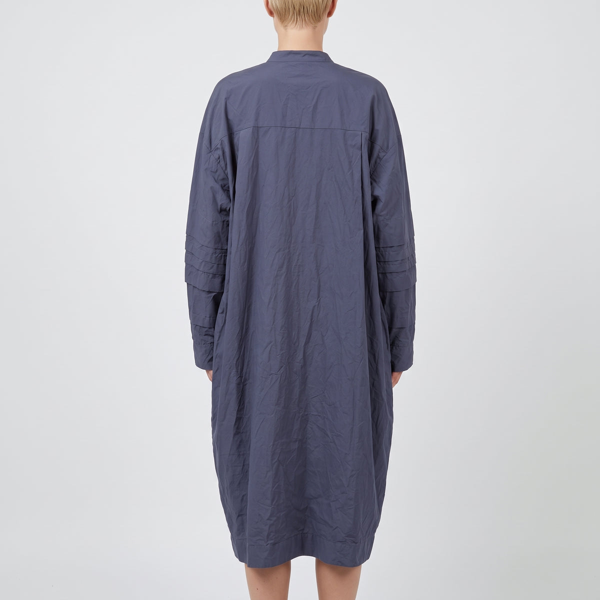 Oversized Pleated-Sleeve Shirt Dress