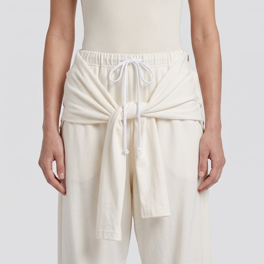 Draped Tie-Waist Sweatpants