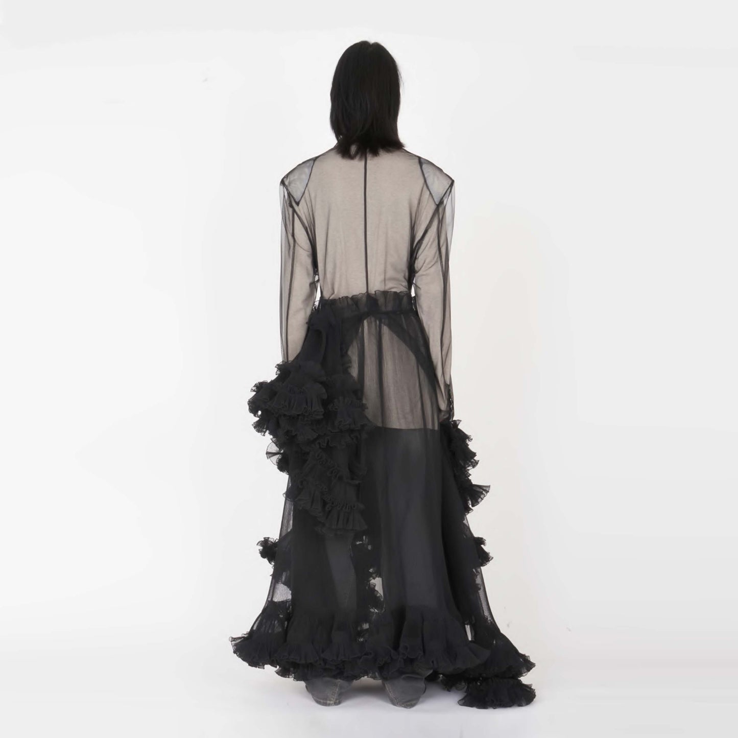MID LENGTH RUFFLES TULLE JACKET