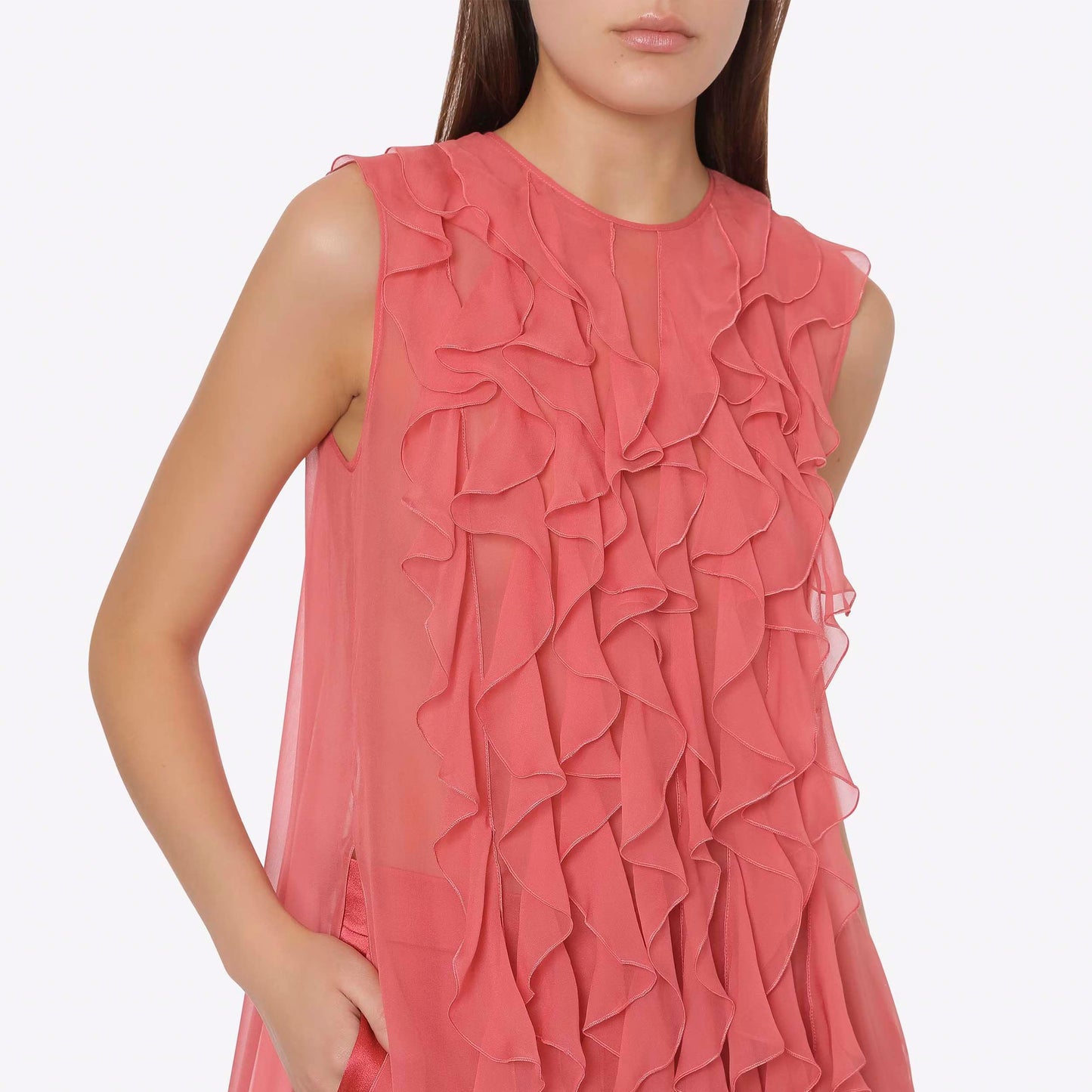 Organic Chiffon Blouse with Ruffles