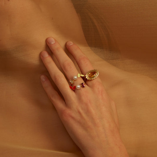 Margarita Citrine White Ring