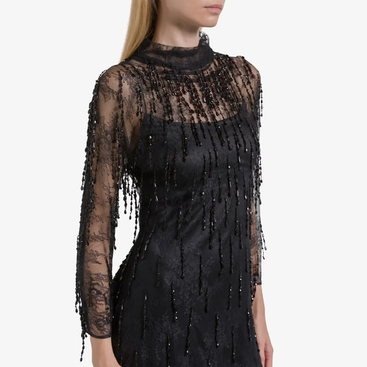 Black Lace & Beaded Dress