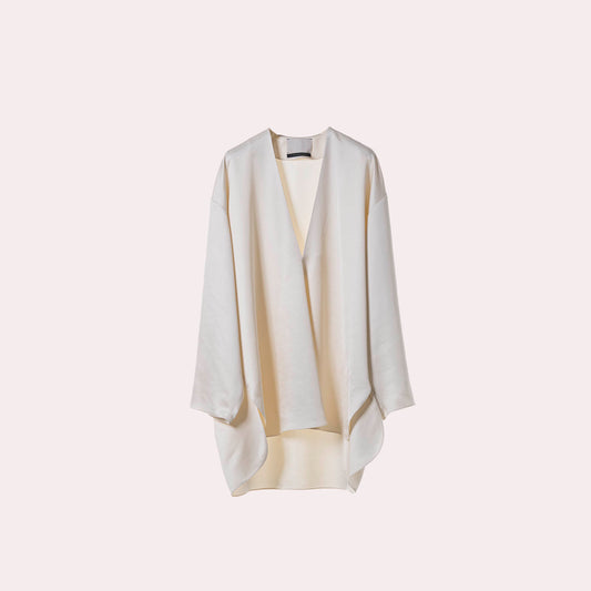 Ivory Draped Silk Blouse