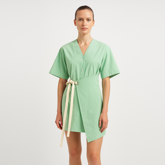 Cotton Wrap Shirt Dress