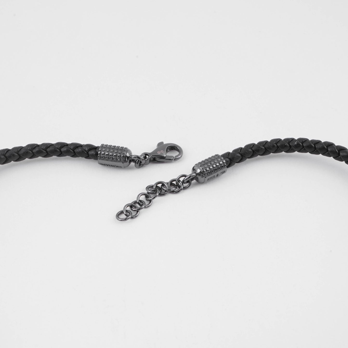 Damiani Black Leather Double Wrap Bracelet