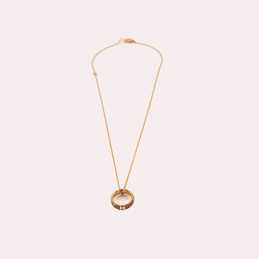 Damiani Rose Gold Pendant Necklace with Textured Ring Charm