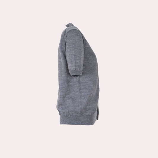 Heart-patch wool cardigan v neck