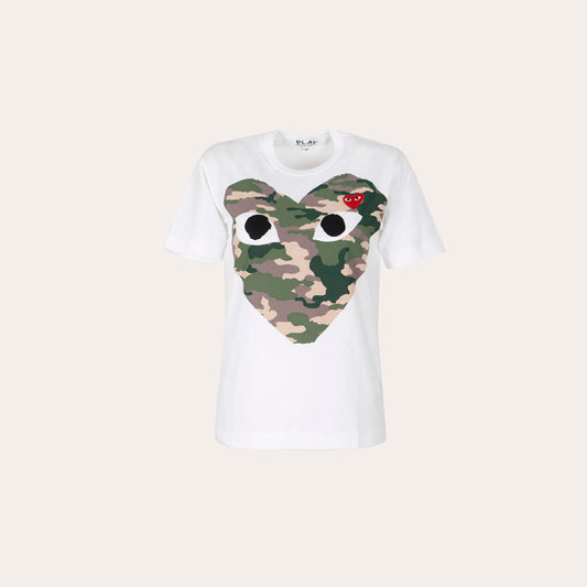 Camouflage heart-print T-shirt