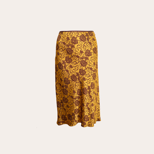 Floral jacquard midi skirt