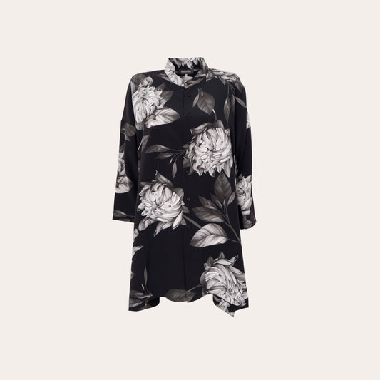 Wide line chinese Collar with long Slits Shirt