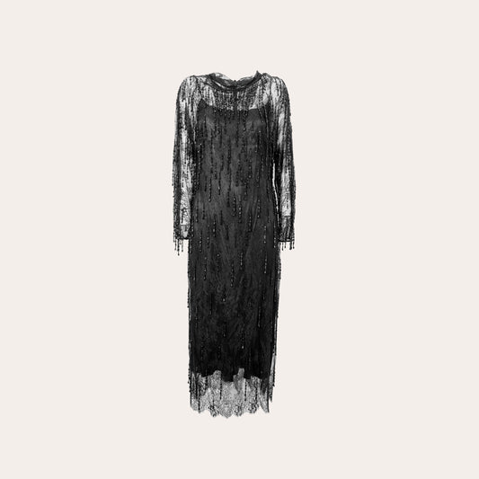 Black Lace & Beaded Dress